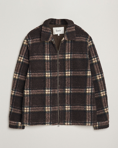 Forét Cabin Check Zip Fleece Brown – Braun