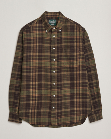 Herren | Gitman Vintage | Gitman Vintage Brushed Winter Madras Button Down Shirt Brown/Olive