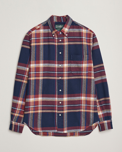 Herren | Gitman Vintage | Gitman Vintage Brushed Winter Madras Button Down Shirt Rose/Navy