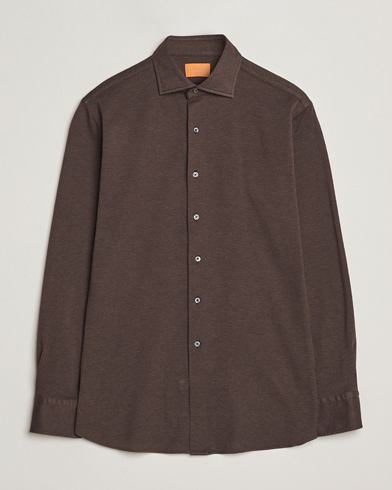 Herren | Grigio | Grigio Cotton Jersey Shirt Dark Brown