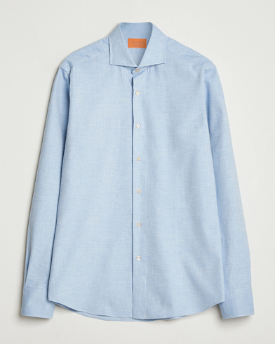 Grigio Washed Flannel Shirt Light Blue – Blau