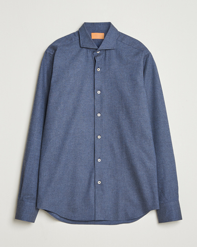 Grigio Washed Flannel Shirt Dark Blue – Blau