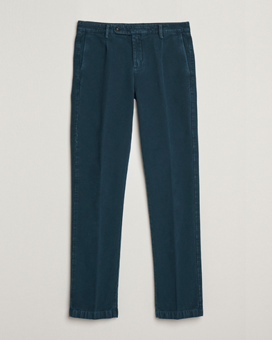 Herren | Massimo Alba | Massimo Alba Ionio Pleated Moleskine Trousers Petrol Blue