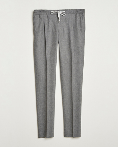 PT01 Slim Fit Wool/Cashmere Drawstring Trousers Grey Melange – Grau