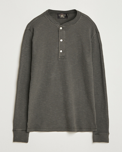 RRL Long Sleeve Henley Faded Black – Grau