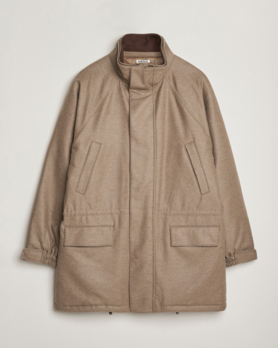 Herren | Auralee | Auralee Wool Flannel Down Coat Brown