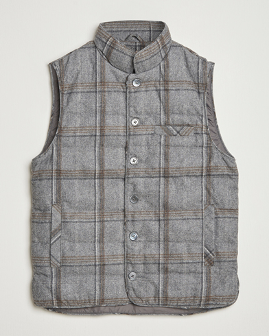 Stenströms Check Wool Padded Vest Grey – Grau