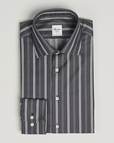 Stenströms Regular Fit Mixed Stripe Twill Shirt White/Black – Grau