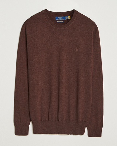 Polo Ralph Lauren Merino Crew Neck Pullover Burnt Brown Melange – Braun