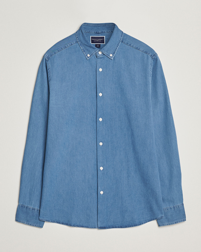 Herren | Charles Tyrwhitt | Charles Tyrwhitt Slim Fit Button Down Denim Shirt Ocean Blue