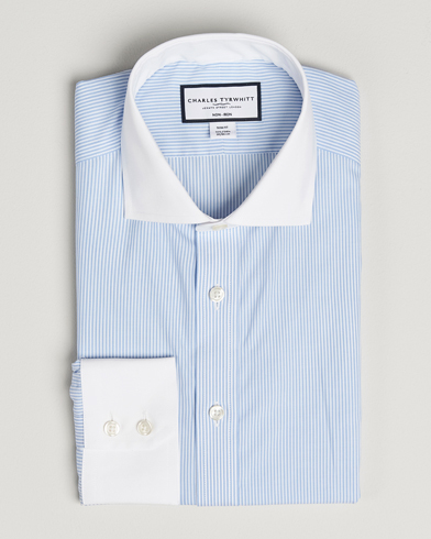 Charles Tyrwhitt Slim Fit Non Iron Bengal Stripe Winchester Shirt Sky Blue – Blau