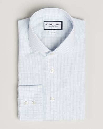 Herren | Charles Tyrwhitt | Charles Tyrwhitt Slim Fit Non Iron Poplin Check Shirt Ice Blue