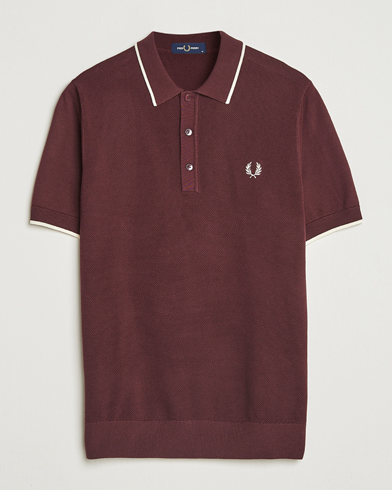 Fred Perry Pique Knitted Tipped Polo Oxblood – Rot