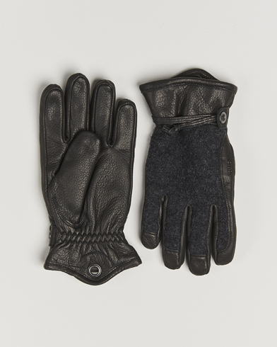 Hestra Daniel Wool/Goat Leather Glove Charcoal/Black – Schwarz