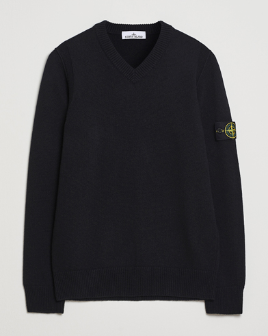 Stone Island Knitted Lambswool V-Neck Black – Schwarz
