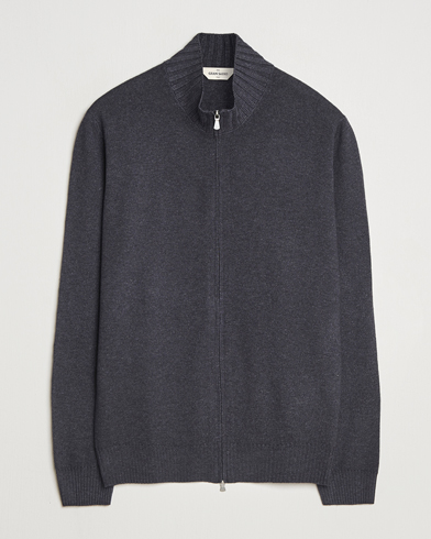 Herren | Gran Sasso | Gran Sasso Wool/Cashmere Washed Full Zip Asphalt