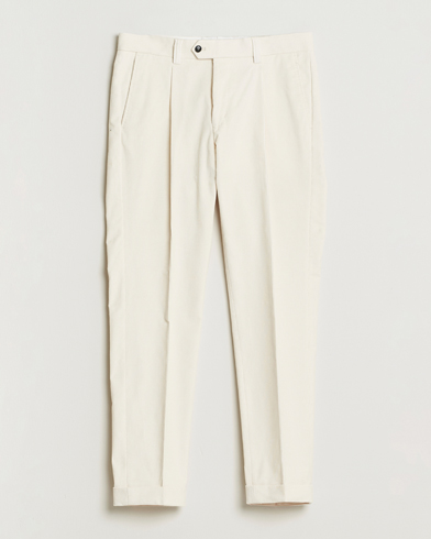 Tiger of Sweden Tenuta Pleated Corduroy Trousers Light Ivory – Weiß