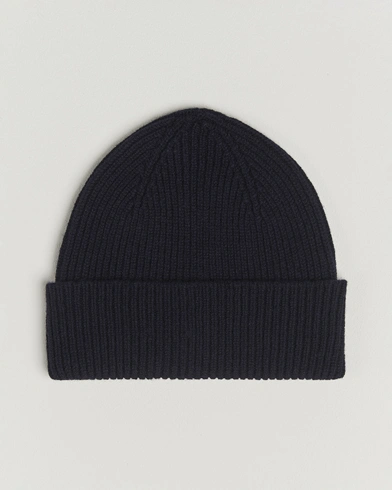 Robert Mackie Clyde Lambswool Beanie Navy – Blau