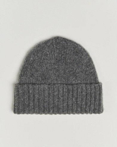 Robert Mackie Rona Ribbed Shaggy Lambswool Beanie Dark Grey – Grau