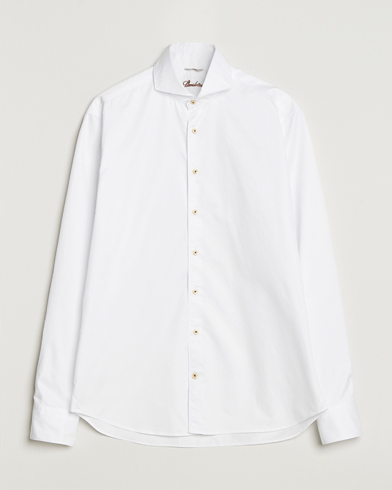 Stenströms Regular Fit Washed Cotton Plain Shirt White – Weiß