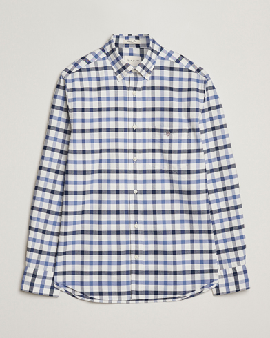 GANT Regular Fit Oxford Checked Shirt Greyish Blue – Blau