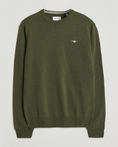 Gant Superfine Lambswool Crew Neck Khaki Green Melange – Grün