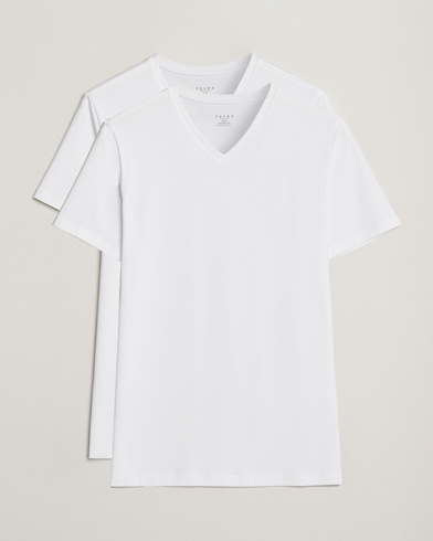 Falke 2-Pack Cotton V-Neck T-Shirt White – Weiß