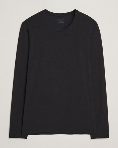 Herren | Falke | Falke Clima Wool Wool Long Sleeve T-Shirt Black