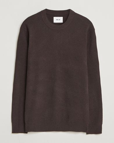 NN07 Danny Rib Knitted Crew Neck Dusky Port – Braun