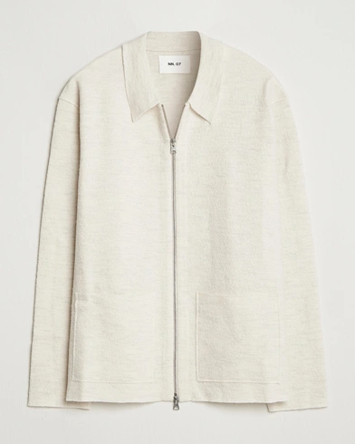 NN07 Jonas Boiled Wool Full Zip Ivory – Beige