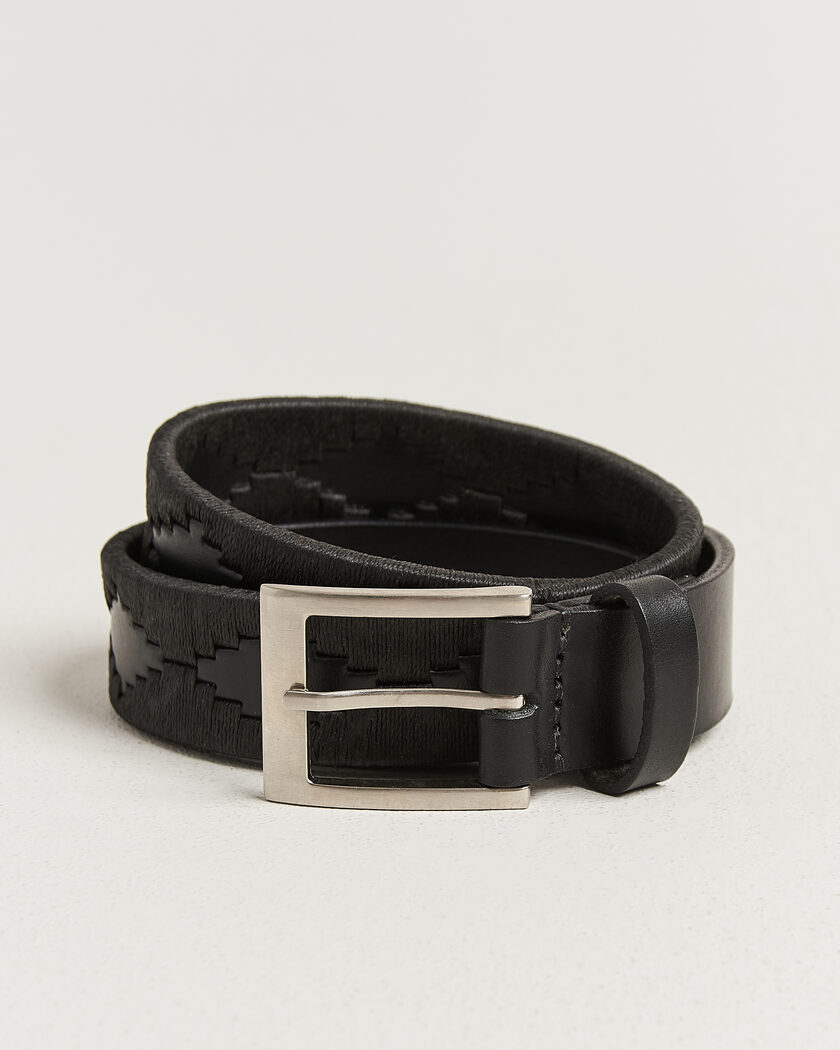 Pampeano Bordado Hand Stitched Classic Leather Belt 3,5cm Black – Schwarz