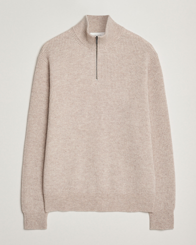 LES DEUX Eduard Half-Zip Knit Jumper Light Sand – Beige