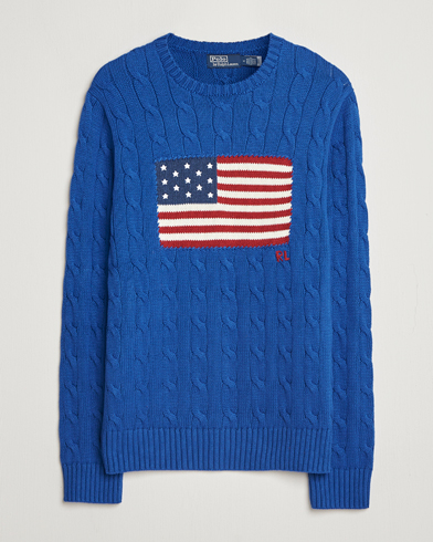 Polo Ralph Lauren Cotton Cable Flag Sweater Sapphire Star – Blau