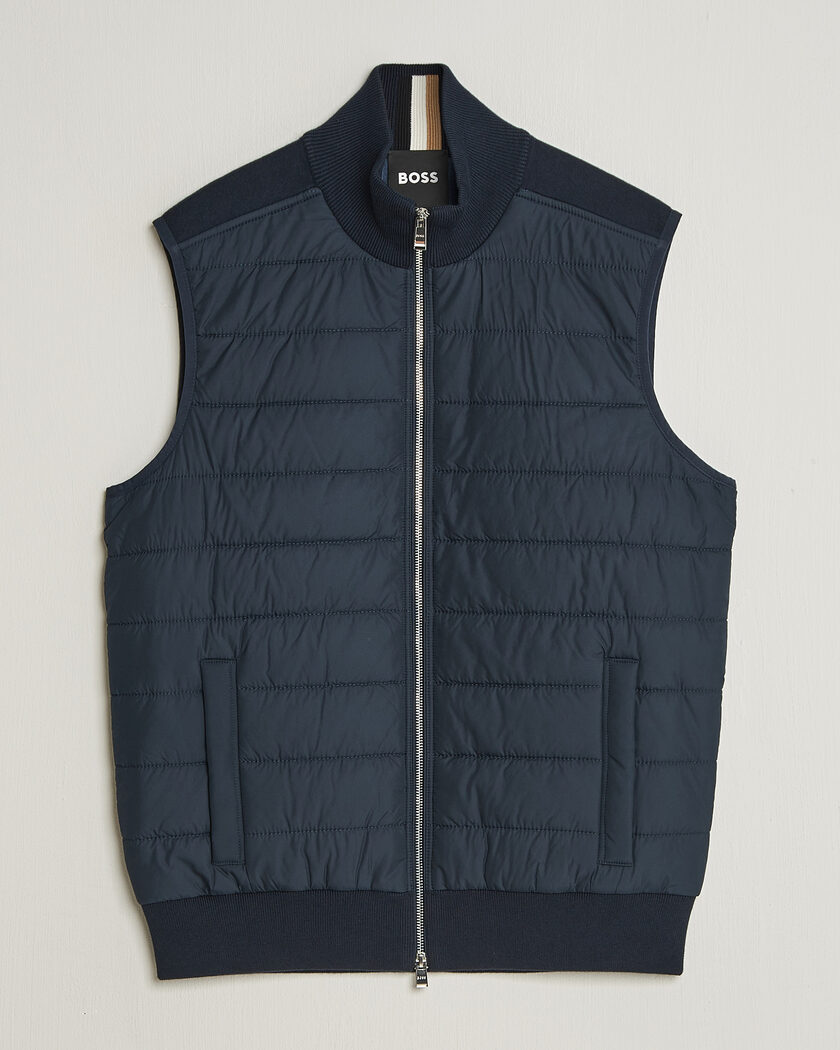 BOSS BLACK Urwin Cotton/Wool Vest Dark Blue – Blau