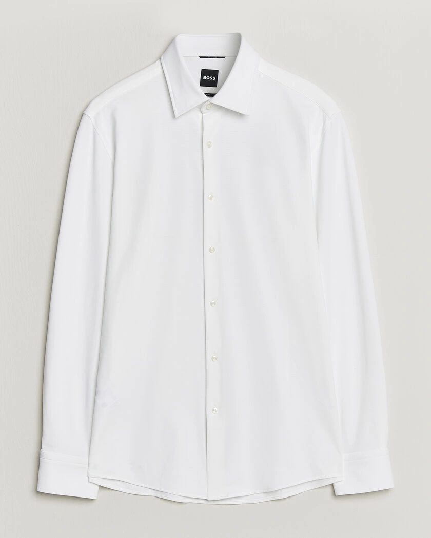 BOSS BLACK Hank Structured Jersey Shirt White – Weiß