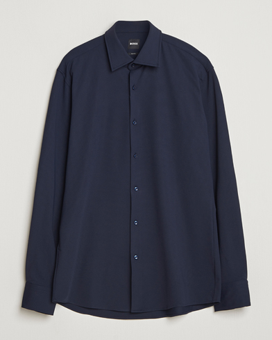 BOSS BLACK Hank Structured Jersey Shirt Dark Blue – Blau