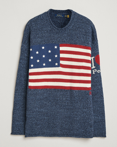 Polo Ralph Lauren Cotton Flag Sweater Blue Marl – Blau