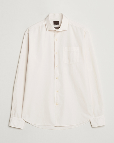 Oscar Jacobson Reg Fit Wide Spread Collar Twill Ecru White – Weiß