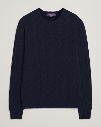 Ralph Lauren Purple Label Cashmere Cable Sweater Chairman Navy – Blau