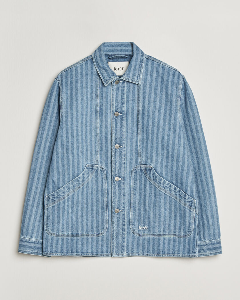 Forét Berry Denim Overshirt Striped Denim – Blau