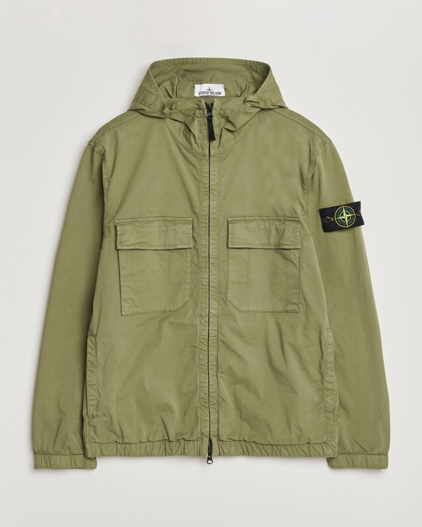 Stone Island Stretch Cotton Twill Hood Jacket Military Green – Grün