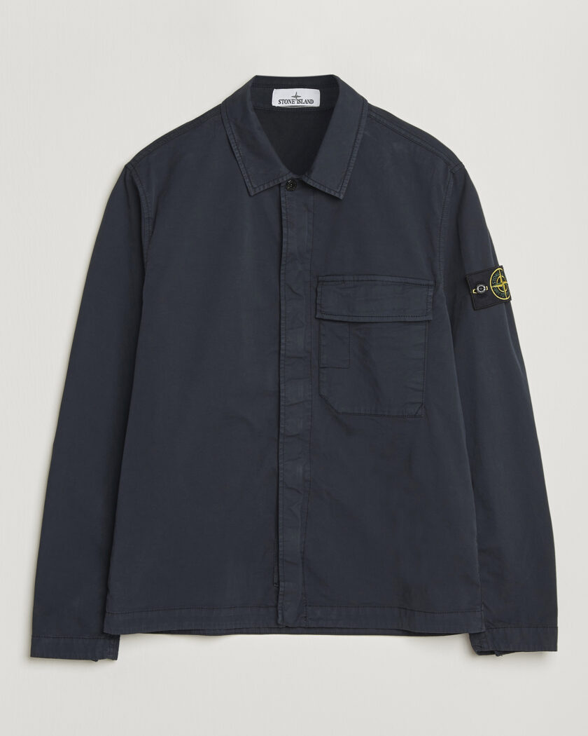 Stone Island Organic Cotton Twill Overshirt Navy – Blau