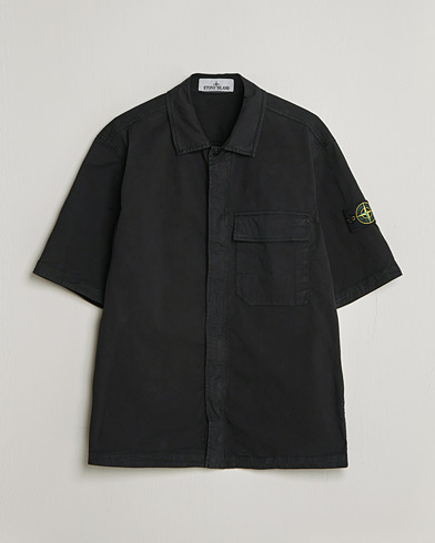 Stone Island Organic Cotton Twill Short Sleeve Shirt Black – Schwarz