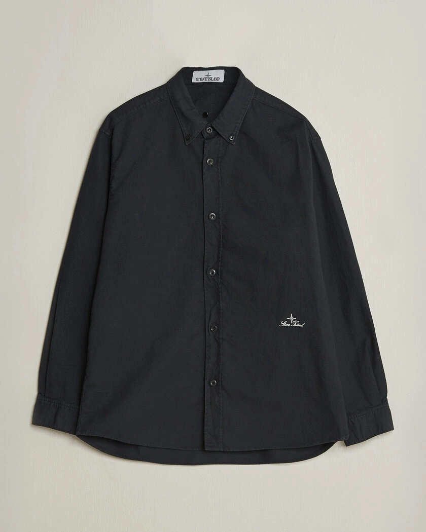 Stone Island Organic Cotton Oxford Shirt Navy – Blau