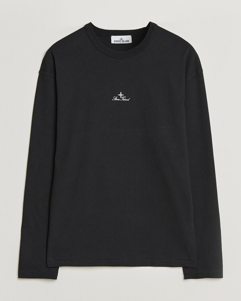 Stone Island Organic Cotton Jersey Long Sleeve Logo T-Shirt Black – Schwarz