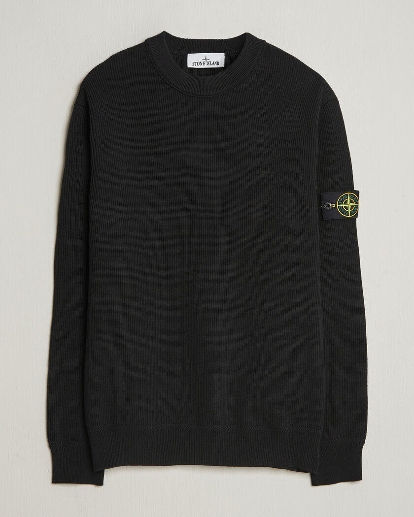 Stone Island Ribbed Soft Organic Cotton Crewneck Black – Schwarz