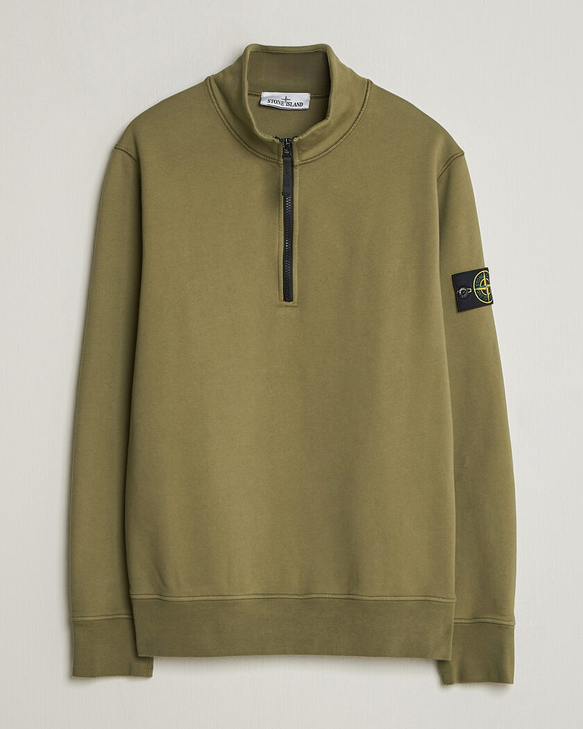 Stone Island Garment Dyed Fleece Half Zip Military Green – Grün
