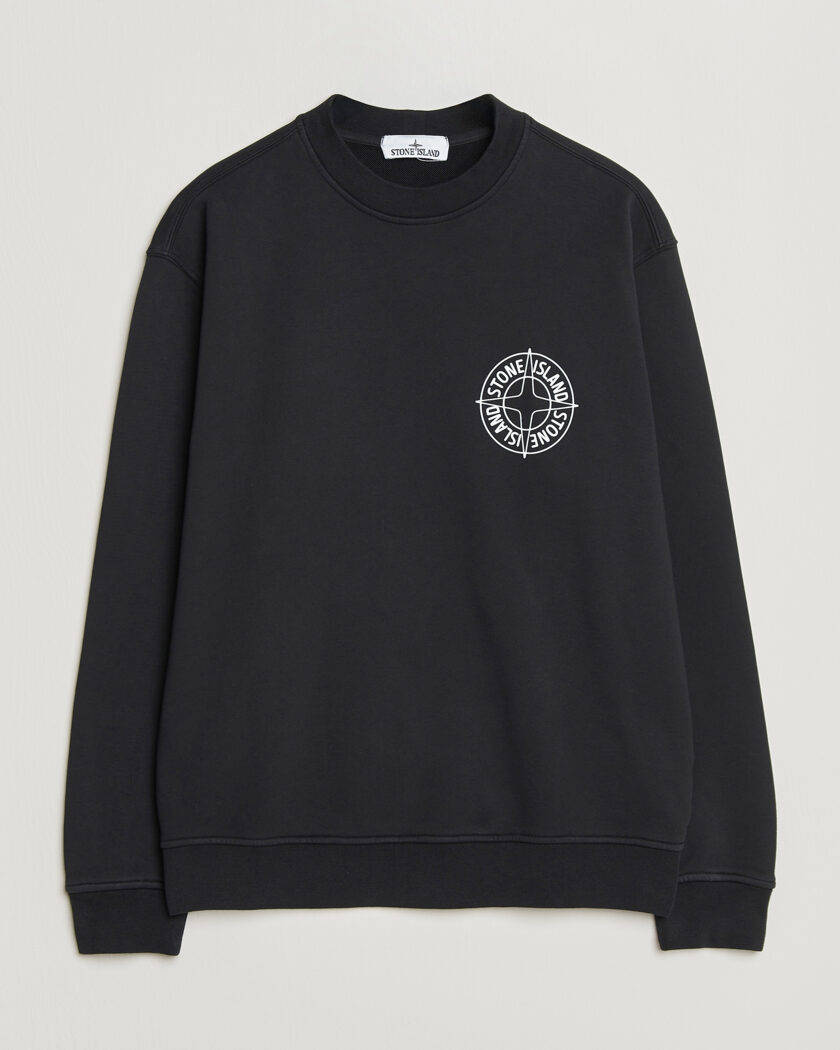 Stone Island Cotton Fleece Printed Logo Sweatshirt Black – Schwarz