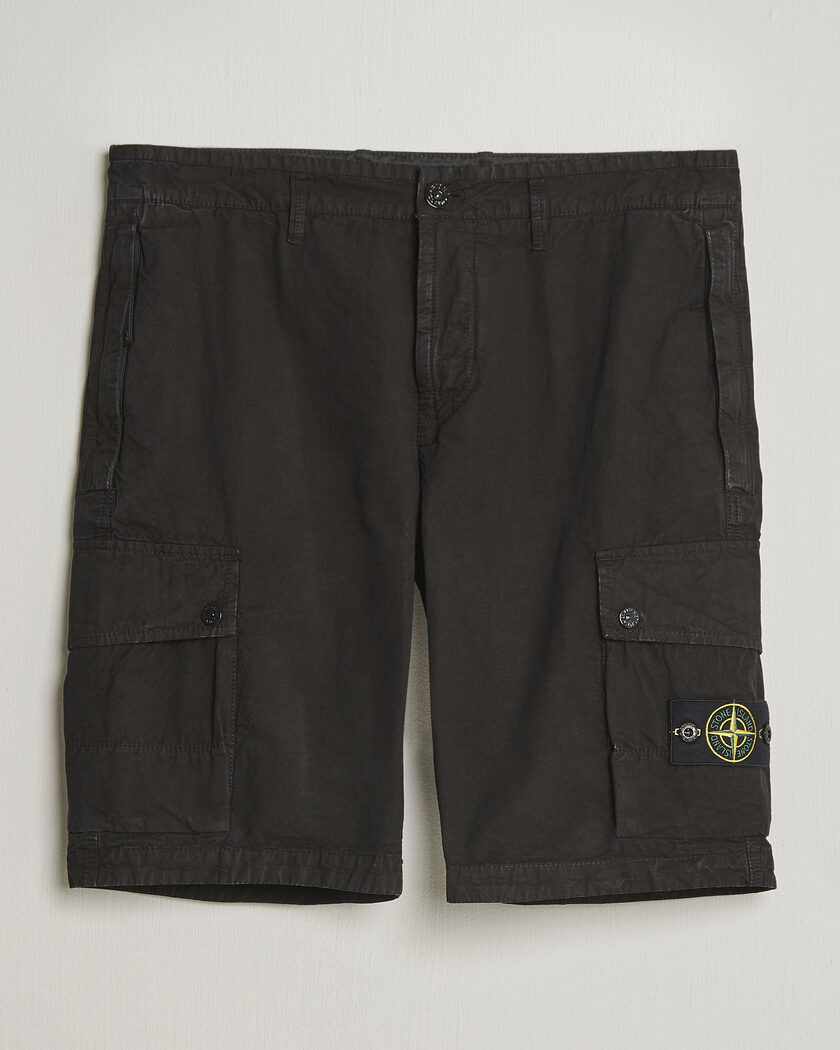 Stone Island Brushed Cotton Canvas Cargo Shorts Black – Schwarz