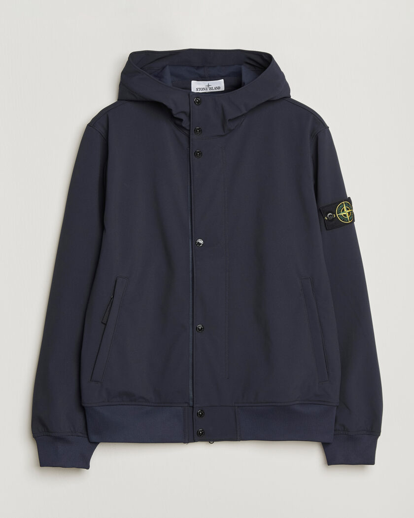 Stone Island Soft Shell Hooded Jacket Navy – Blau